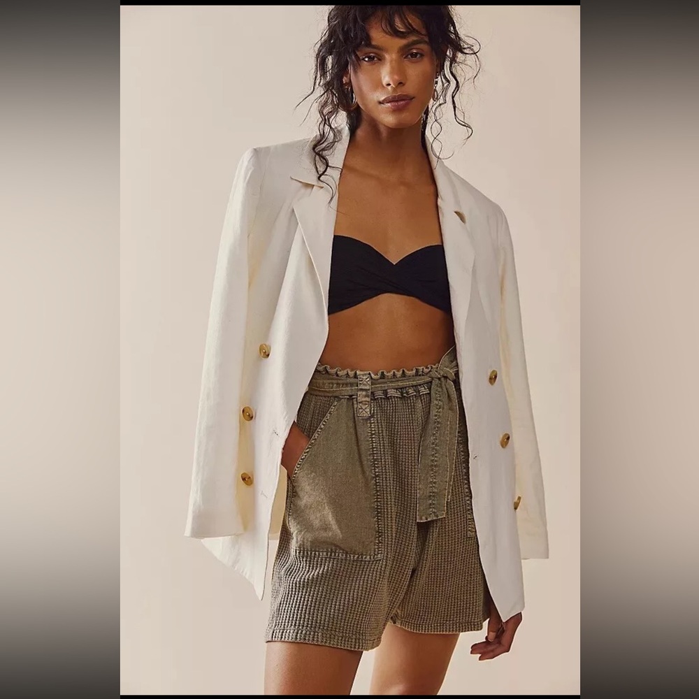 NWT linen FREE PEOPLE OLIVIA BLAZER IN IVORY